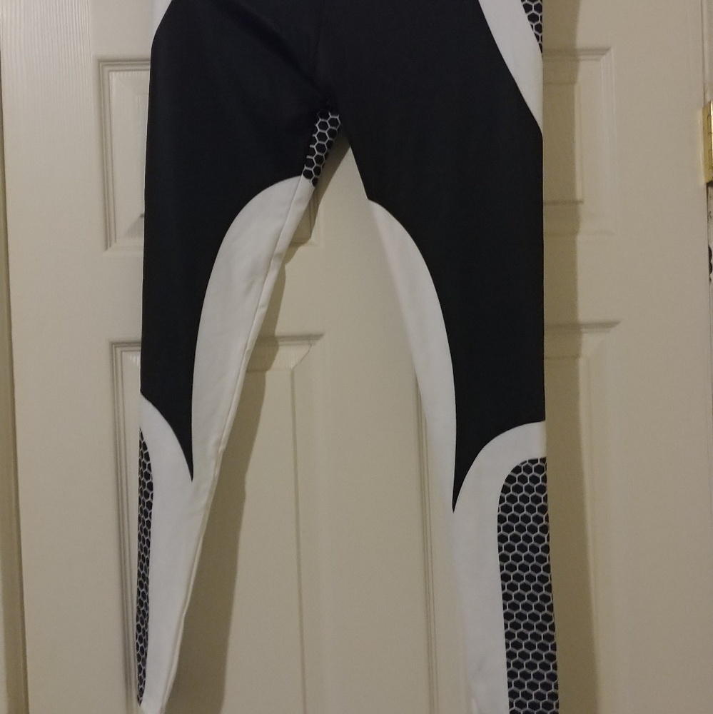 Black and white workout pants